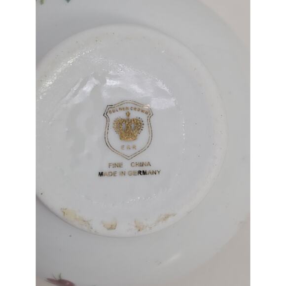 Golden Crown E& R Germany 3 1/2 in Mini Birthday Teapot White Floral December - Picture 9 of 9